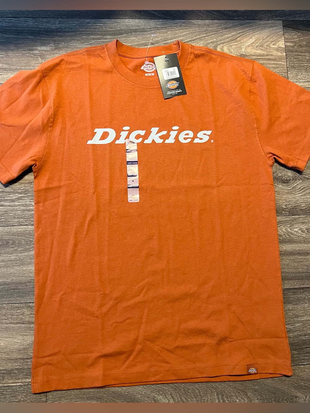 Dickies Men's Orange Wordmark Graphic Short Sleeve T-Shirt Size Medium